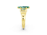 Yellow gold Marquise Cut Green Sapphire Solitaire Ring with Wide Band and Prong Setting_2