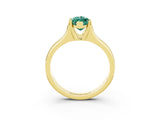 Yellow gold Marquise Cut Green Sapphire Solitaire Ring with Wide Band and Prong Setting_3