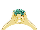 Yellow gold Marquise Cut Green Sapphire Solitaire Ring with Wide Band and Prong Setting_4