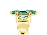 Yellow gold Marquise Cut Green Sapphire Solitaire Ring with Wide Band and Prong Setting_5