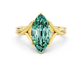 Yellow gold Marquise Cut Green Sapphire Solitaire Twist Band Prong Setting Ring_48