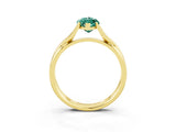 Yellow gold Marquise Cut Green Sapphire Solitaire Twist Band Prong Setting Ring_51