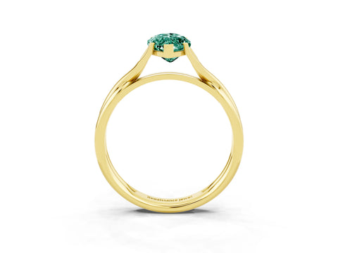 Yellow gold Marquise Cut Green Sapphire Solitaire Twist Band Prong Setting Ring_51