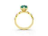 Yellow gold Marquise Cut Green Sapphire Solitaire Twisted Band with Round  Accents and Prong Setting_15