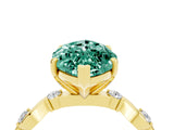 Yellow gold Marquise Cut Green Sapphire Solitaire Twisted Band with Round  Accents and Prong Setting_16