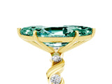 Yellow gold Marquise Cut Green Sapphire Solitaire Twisted Band with Round  Accents and Prong Setting_17