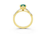 Yellow gold Marquise Cut Green Sapphire Solitaire with Side Baguettes and Channel Set Band_3