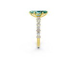 Yellow gold Marquise Cut Green Sapphire Solitaire with Side Stones, Pave Band, Four-Prong Setting_38
