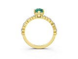 Yellow gold Marquise Cut Green Sapphire Solitaire with Side Stones, Pave Band, Four-Prong Setting_39