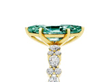 Yellow gold Marquise Cut Green Sapphire Solitaire with Side Stones, Pave Band, Four-Prong Setting_41