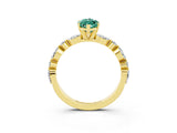 Yellow gold Marquise Cut Green Sapphire Solitaire with Side Stones on a Pavé Band and Four-Prong Setting_3