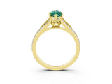 Yellow gold Marquise Cut Green Sapphire Split Shank Engagement Ring with Pavé Band_3