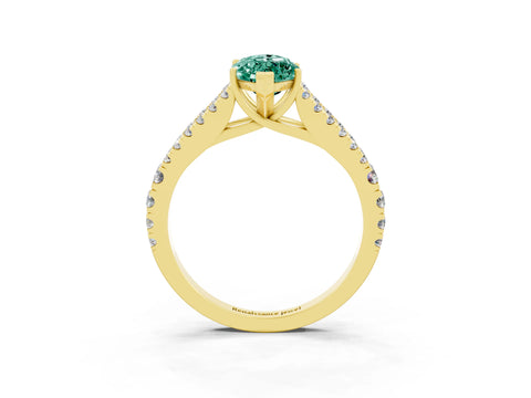 Yellow gold Marquise Cut Green Sapphire Split Shank Pavé Engagement Ring with Four-Prong Setting_15