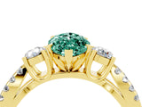 Yellow gold Marquise Cut Green Sapphire Three-Stone Ring with Pavé Split Shank and Four-Prong Setting_16
