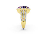 Yellow gold Marquise Cut Halo Amethyst Ring with Split Shank and Four-Prong Setting_2