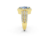 Yellow gold Marquise Cut Halo Aquamarine Ring with Split Shank and Four-Prong Setting_2