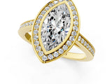Yellow gold Marquise Cut Halo Bezel Diamond Pave Band Ring_10