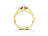 Yellow gold Marquise Cut Halo Bezel Diamond Pave Band Ring_12
