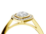 Yellow gold Marquise Cut Halo Bezel Diamond Pave Band Ring_13