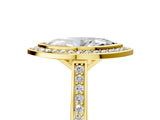 Yellow gold Marquise Cut Halo Bezel Diamond Pave Band Ring_14
