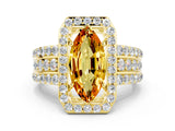 Yellow gold Marquise Cut Halo Citrine Ring with Split Shank and Four-Prong Setting