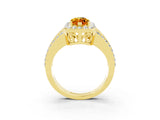 Yellow gold Marquise Cut Halo Citrine Ring with Split Shank and Four-Prong Setting_3