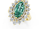 Yellow gold Marquise Cut Halo Cluster Diamond Ring with Pave Band and Four-Prong Setting_13