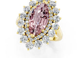 Yellow gold Marquise Cut Halo Cluster Diamond Ring with Pave Band and Four-Prong Setting_13