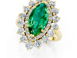 Yellow gold Marquise Cut Halo Cluster Diamond Ring with Pave Band and Four-Prong Setting_13