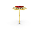 Yellow gold Marquise Cut Halo Cluster Diamond Ring with Pave Band and Four-Prong Setting_14