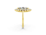 Yellow gold Marquise Cut Halo Cluster Diamond Ring with Pave Band and Four-Prong Setting_14