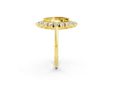 Yellow gold Marquise Cut Halo Cluster Diamond Ring with Pave Band and Four-Prong Setting_14
