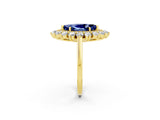 Yellow gold Marquise Cut Halo Cluster Diamond Ring with Pave Band and Four-Prong Setting_14