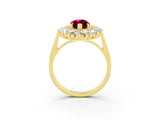 Yellow gold Marquise Cut Halo Cluster Diamond Ring with Pave Band and Four-Prong Setting_15