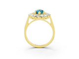 Yellow gold Marquise Cut Halo Cluster Diamond Ring with Pave Band and Four-Prong Setting_15