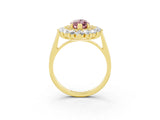 Yellow gold Marquise Cut Halo Cluster Diamond Ring with Pave Band and Four-Prong Setting_15