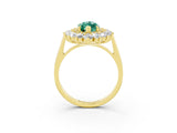 Yellow gold Marquise Cut Halo Cluster Diamond Ring with Pave Band and Four-Prong Setting_15