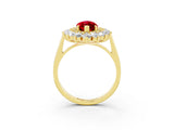 Yellow gold Marquise Cut Halo Cluster Diamond Ring with Pave Band and Four-Prong Setting_15