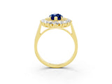 Yellow gold Marquise Cut Halo Cluster Diamond Ring with Pave Band and Four-Prong Setting_15