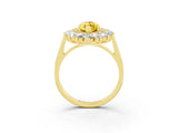 Yellow gold Marquise Cut Halo Cluster Diamond Ring with Pave Band and Four-Prong Setting_15