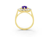 Yellow gold Marquise Cut Halo Cluster Diamond Ring with Pave Band and Four-Prong Setting_15