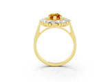 Yellow gold Marquise Cut Halo Cluster Diamond Ring with Pave Band and Four-Prong Setting_15
