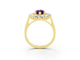 Yellow gold Marquise Cut Halo Cluster Diamond Ring with Pave Band and Four-Prong Setting_15
