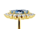 Yellow gold Marquise Cut Halo Cluster Diamond Ring with Pave Band and Four-Prong Setting_17