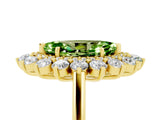 Yellow gold Marquise Cut Halo Cluster Diamond Ring with Pave Band and Four-Prong Setting_17