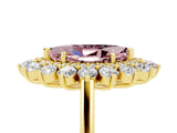 Yellow gold Marquise Cut Halo Cluster Diamond Ring with Pave Band and Four-Prong Setting_17