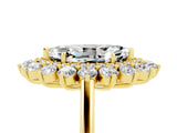 Yellow gold Marquise Cut Halo Cluster Diamond Ring with Pave Band and Four-Prong Setting_17