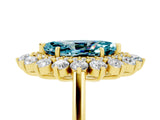 Yellow gold Marquise Cut Halo Cluster Diamond Ring with Pave Band and Four-Prong Setting_17