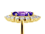 Yellow gold Marquise Cut Halo Cluster Diamond Ring with Pave Band and Four-Prong Setting_17