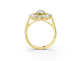 Yellow gold Marquise Cut Halo Cluster Diamond Ring with Pave Band and Four-Prong Setting_20